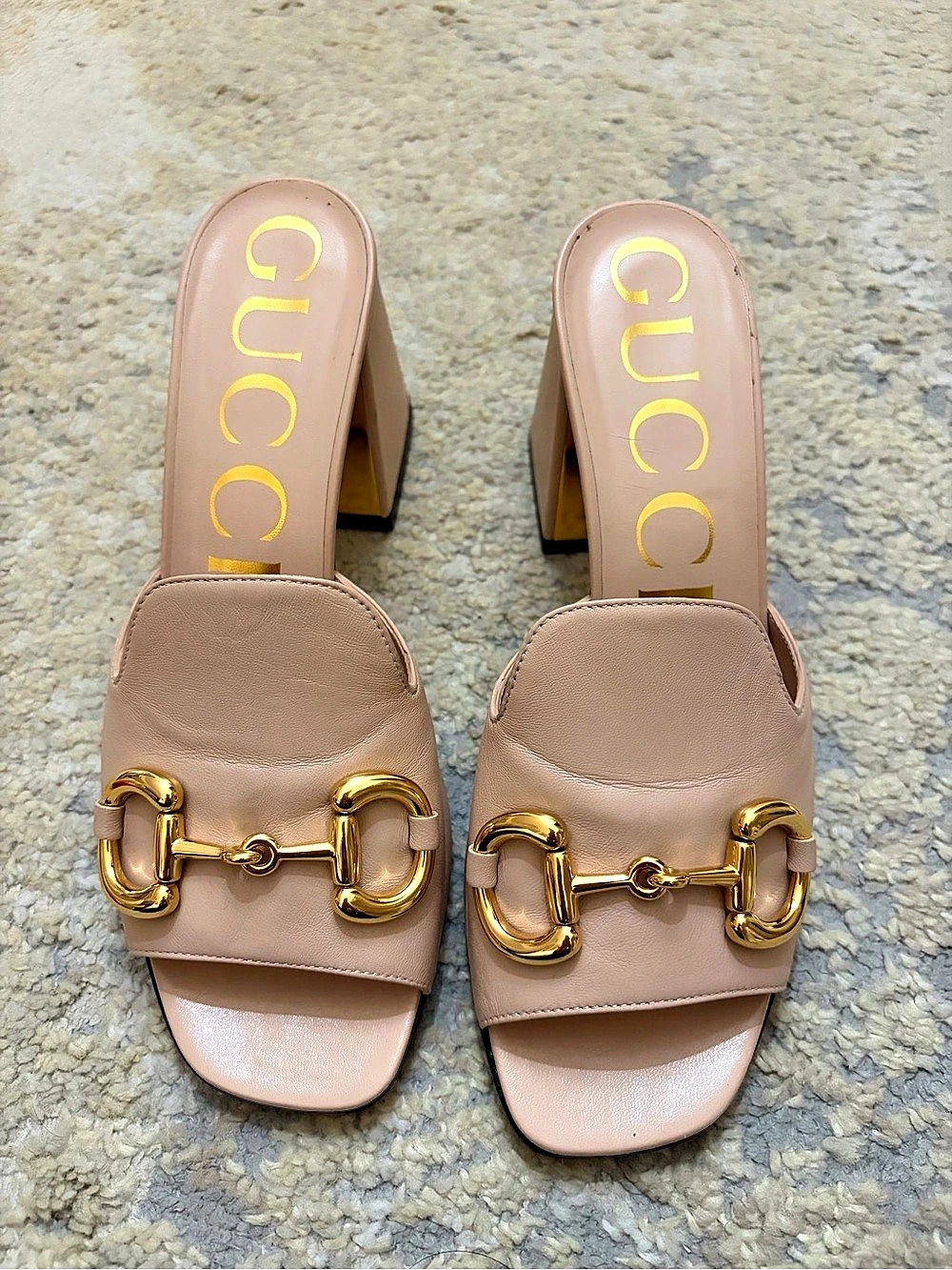 Gucci Horsebit 75mm Slide Sandal Mules Pink EU 37.5 US 7